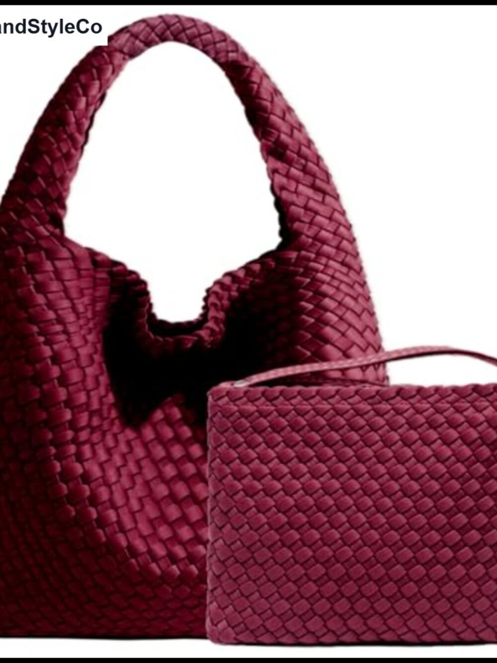 Handwoven Neoprene Hobo Tote Shoulder Bag with Wrist Wallet